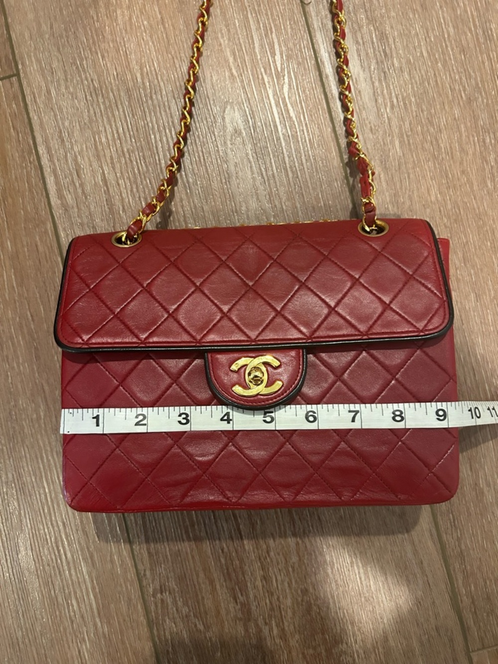 CHANEL Quilted Shoulder Flap Bag in Deep Red with Gold Hardware - Picture 15 of 16